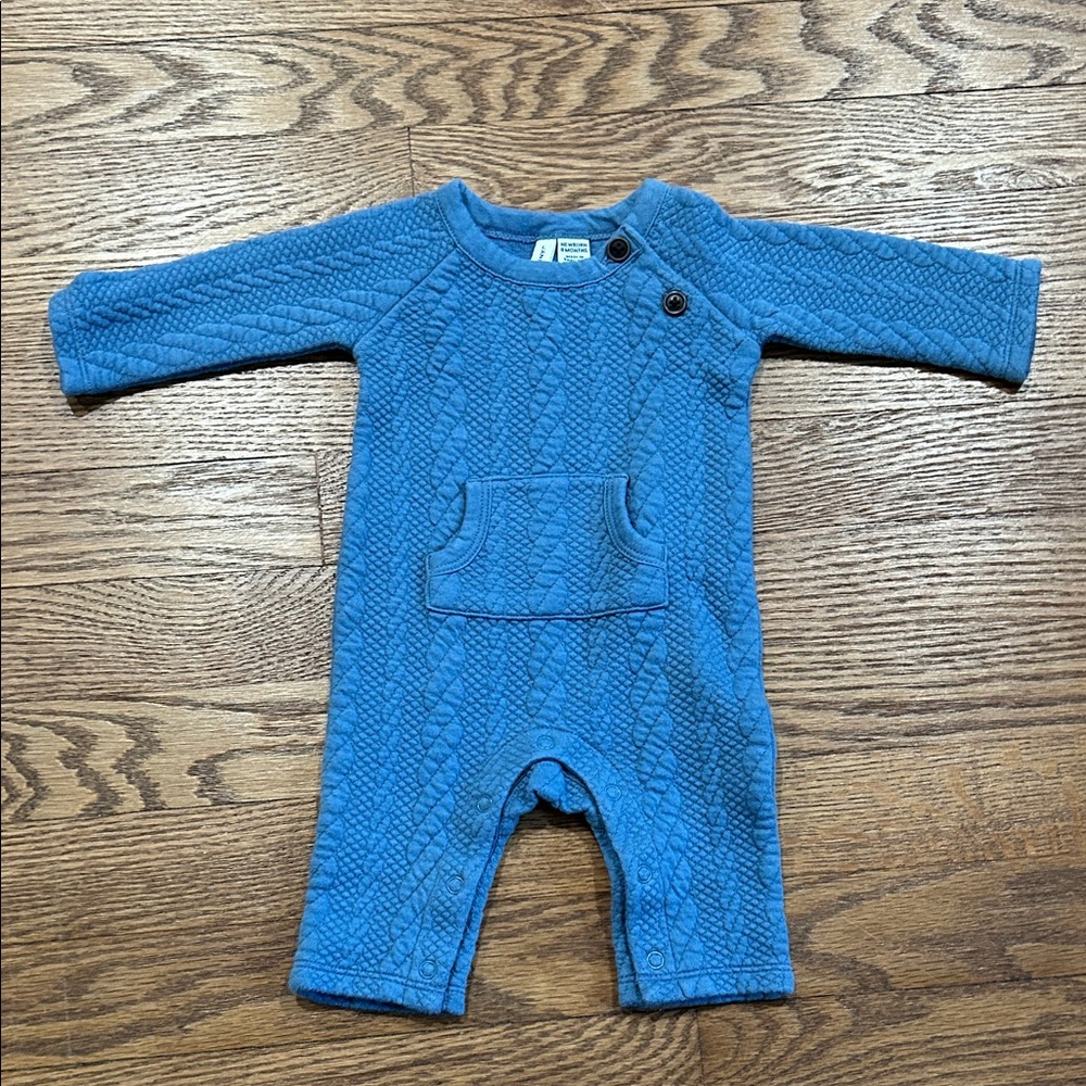 Blue Quilted Baby One-Piece Romper